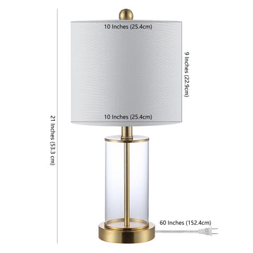 Abner 21" Glass Modern Contemporary USB Charging LED Table Lamp - JONATHAN Y